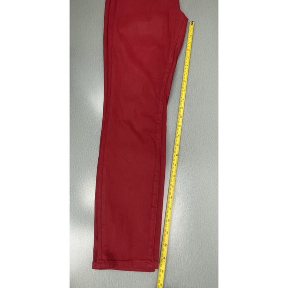 7 FOR ALL MANKIND HIGH WAIST ANKLE SKINNY IN COATED LAVA RED SIZE 27 - Picture 12 of 14